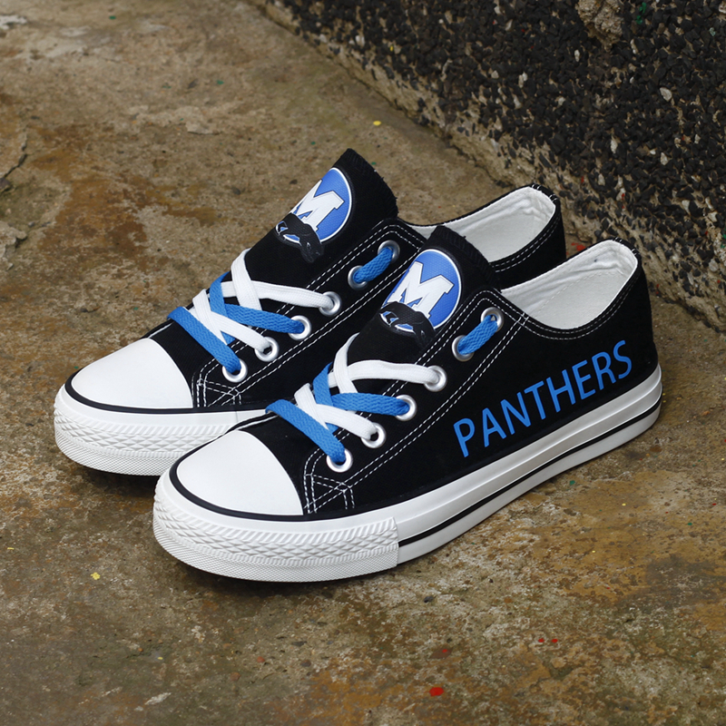 Women and Youth NFL Carolina Panthers Repeat Print Low Top Sneakers 003